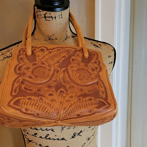 Leather Vintage Mexican Inspired Handbag - Picture 12 of 15